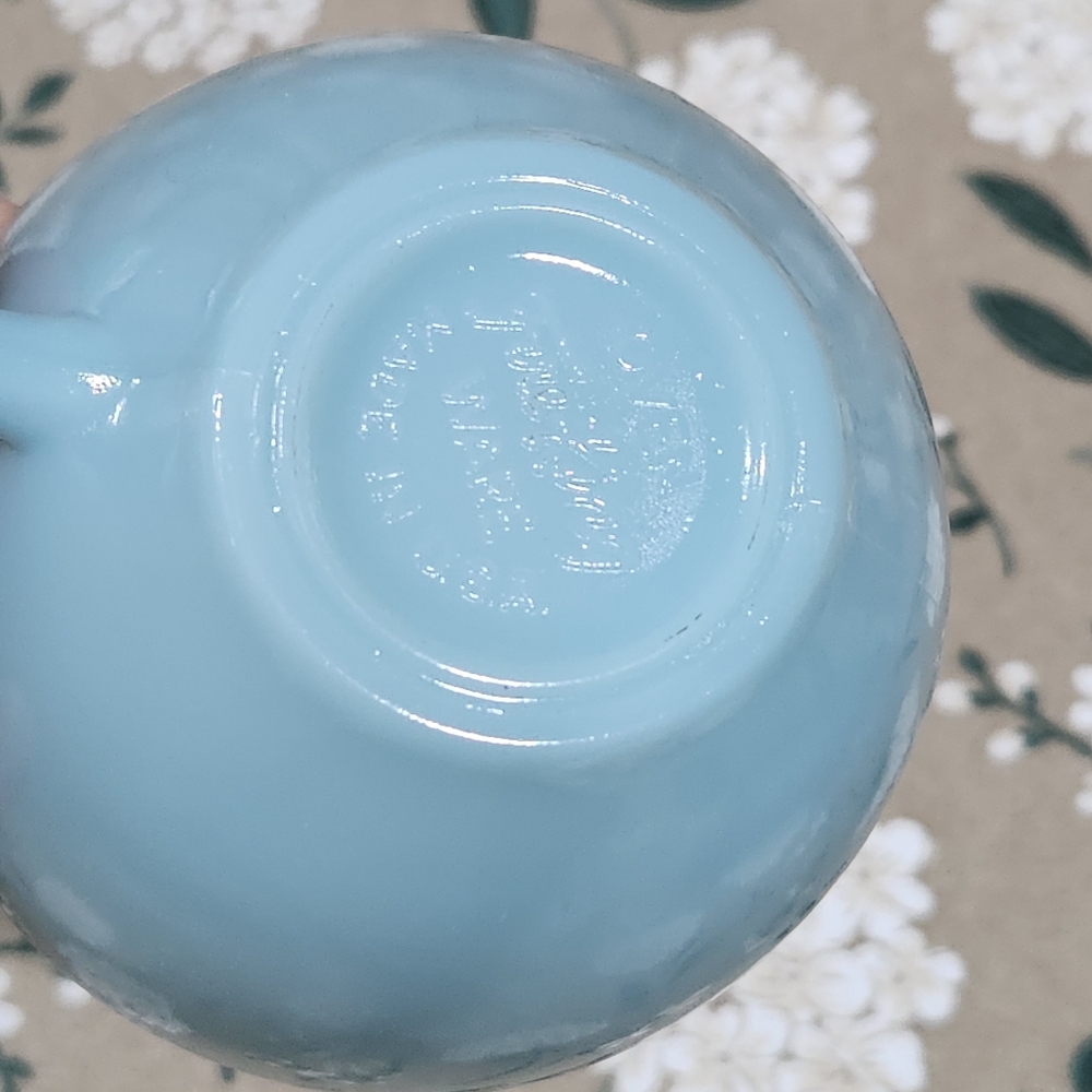 Fire King Blue Delphite Tea Cup and Saucer Set Vintage Anchor Hocking Turquoise - Picture 8 of 11